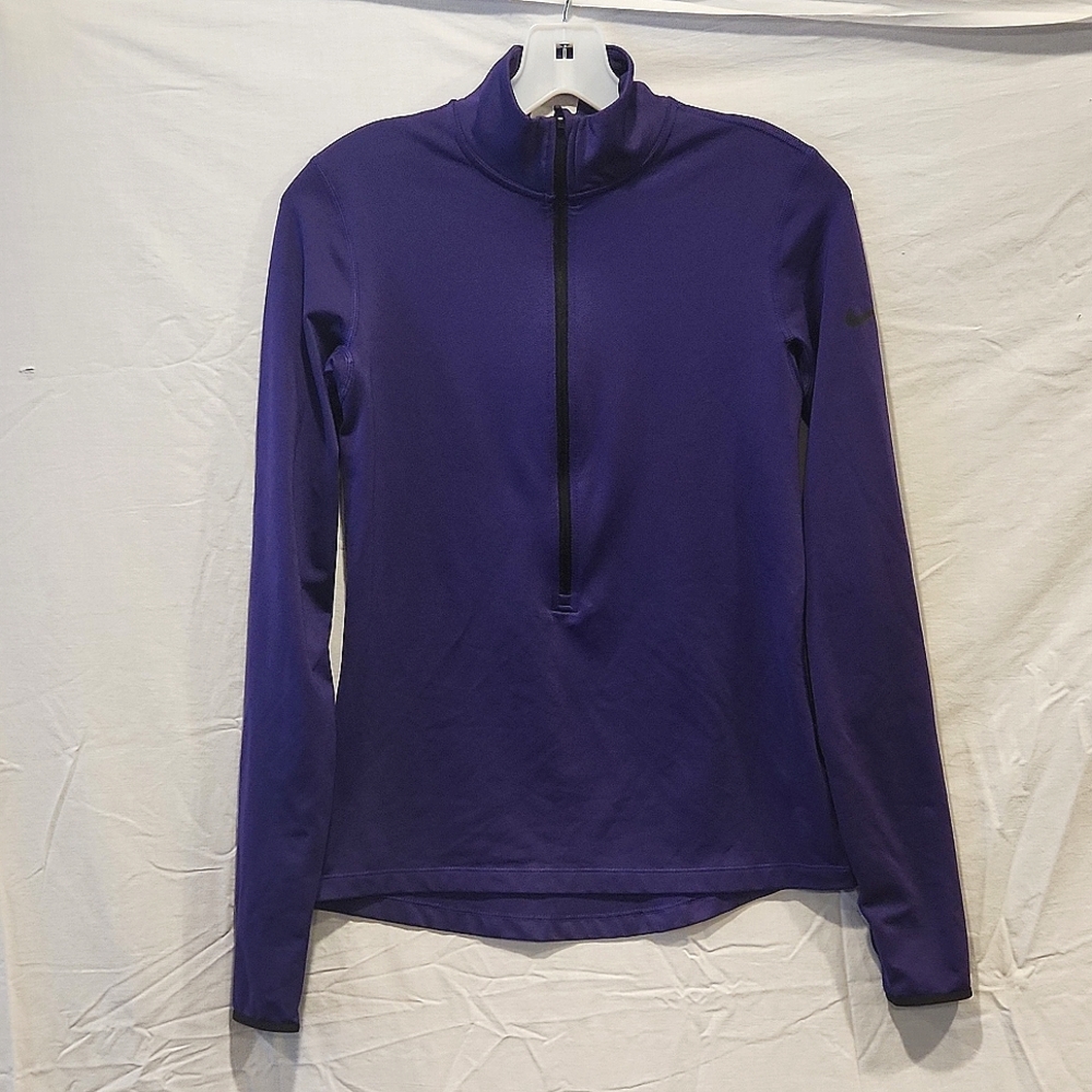 Women's Nike Pro Dri-fit purple half-zip shirt, medium